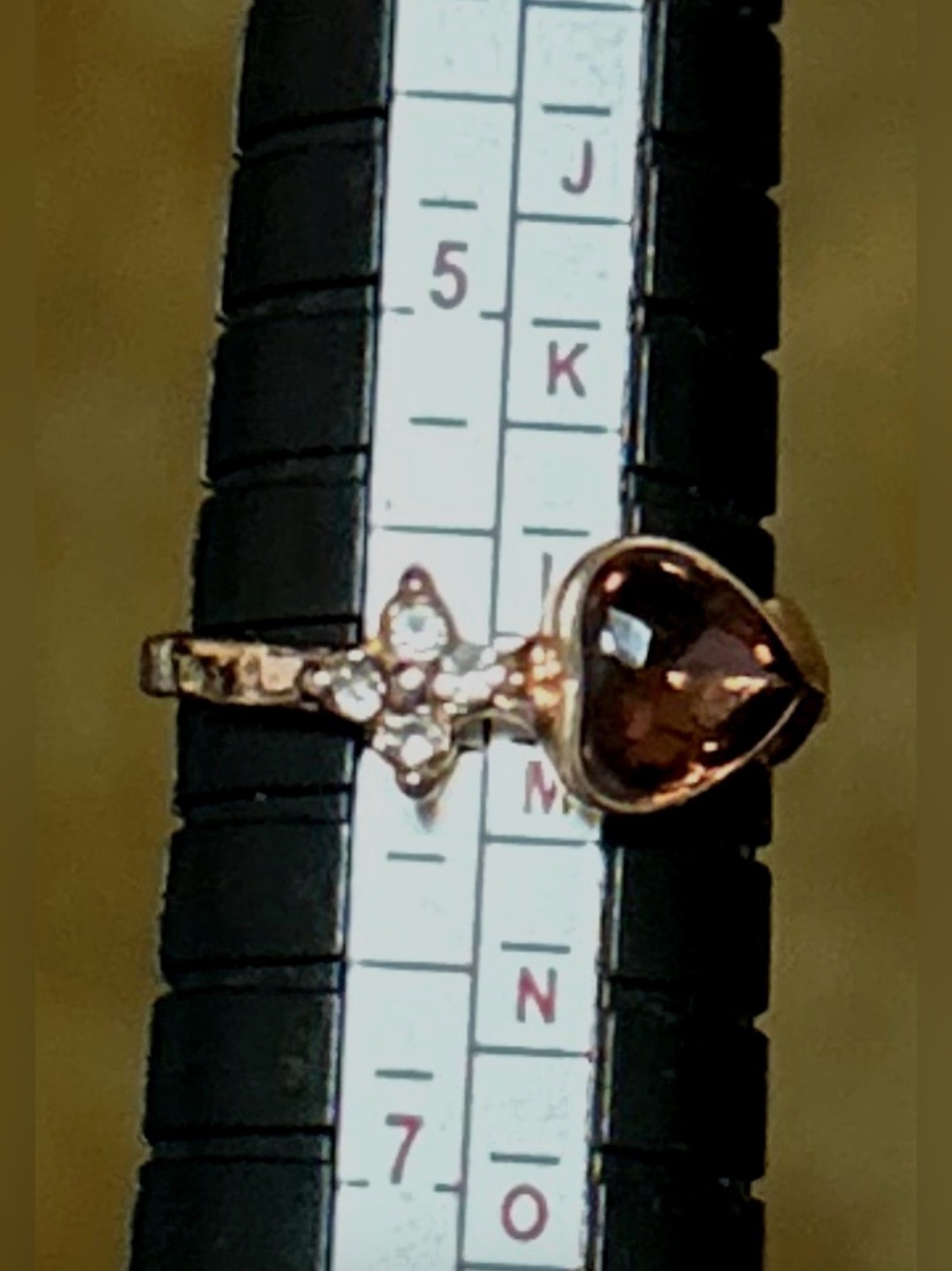 Heart Gem Gold tone Ring with purple and clear stones